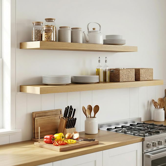 12 inch Deep Floating Shelves for Wall, 55 inch Wide Engineered Wood Wall - Image 6