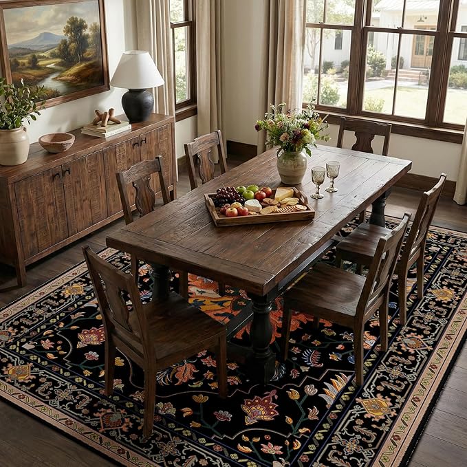 RELEANY Area Rugs 5'x7' Washable Non-Slip, Floral Vintage Distress Print - Image 3