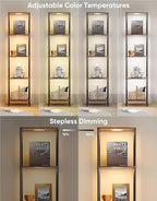 Display Shelf with RGBW Light, Color Changing Curio Cabinet Floor Lamp with - Image 5