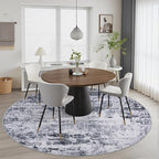 Round Area Rug for Living Room: 4 ft Washable Modern Abstract Soft Thin Rug - Image 7