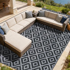 SAND MINE Waterproof Outdoor Rug 10x20 ft, Plastic Reversible Rug, Modern Area by SANDMIND