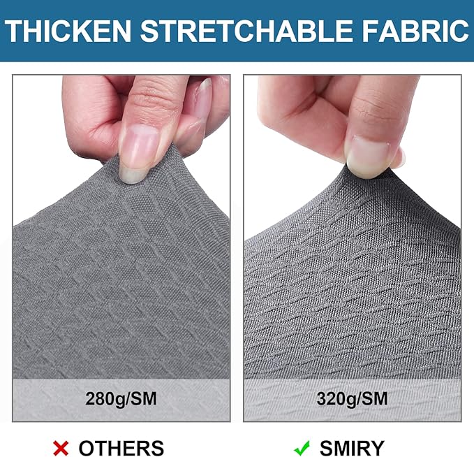 Smiry Waterproof Seat Covers for Dining Room Chairs Set of 8, Stretch Jacquard - Image 4