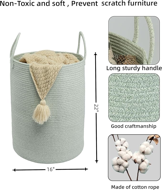XUANGUO Cotton Rope Laundry Basket Hamper - Image 2