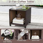 HAPPYGRILL 3 Pieces Patio Conversation Set, Outdoor Rattan Wicker Chairs & - Image 7
