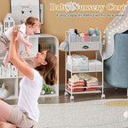 Baby Diaper Caddy Cart Organizer -3 Tier, Bedside Nursery Essentials Organizer - Image 8