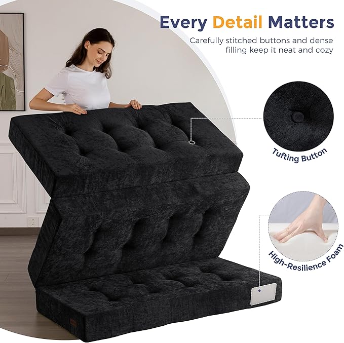 MAXYOYO 6" Folding Sofa Bed for Floor, Tufted Tri-Fold Floor Mattress - Image 6