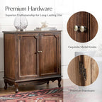 Solid Wood Sideboard with Adjustable Feet, 2 Shelves Storage Accent Cabinet - Image 5