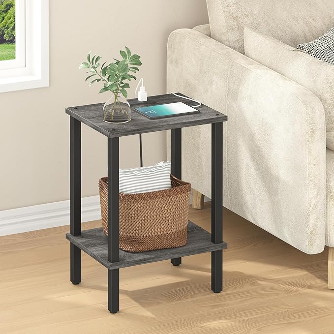 TUTOTAK End Table with Charging Station, Small Side Table, Nightstand Bedside - Image 5