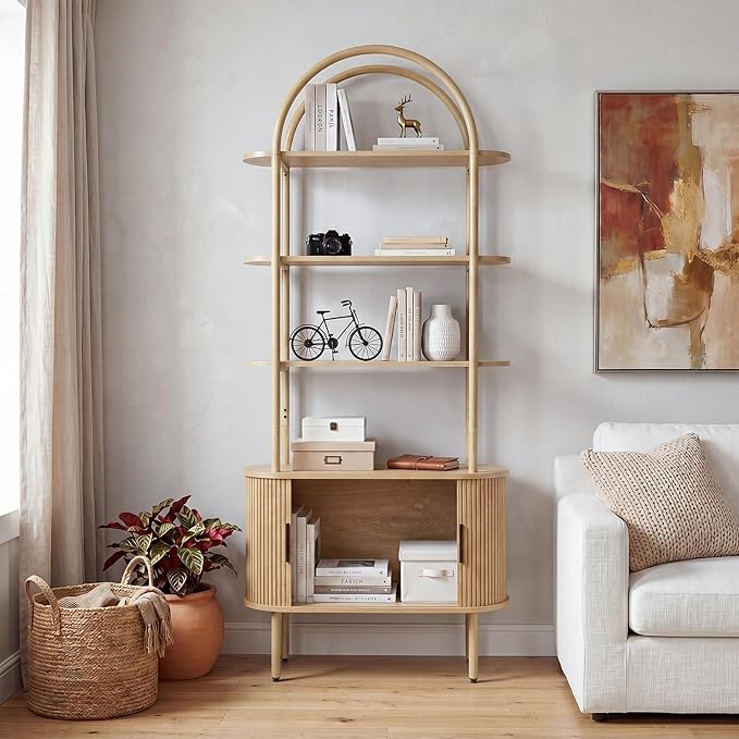 71" Tall Fluted Arched Bookshelf - Image 4