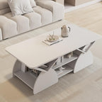 Modern White Coffee Table 47 in, Rectangular Living Room Table - Image 5