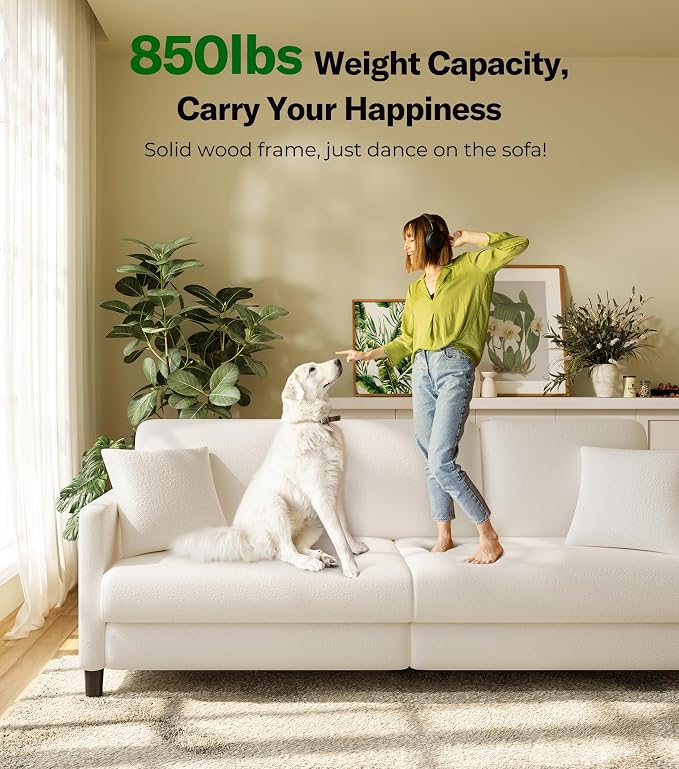 Welzona 83" Couches for Living Room, Teddy Sofa Couch, Comfy Sofas for Living - Image 5