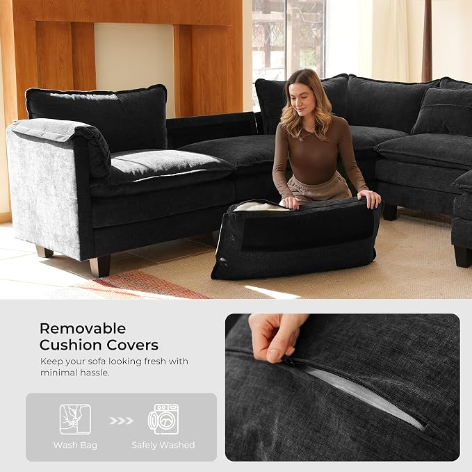 ELUCHANG 114" Oversized V-Shaped Cloud Couch Modular Sectional Sofa - Image 8