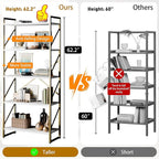 Shintenchi 2 Pieces 5 Tiers Bookshelf, Classically Tall Bookcase Shelf - Image 4