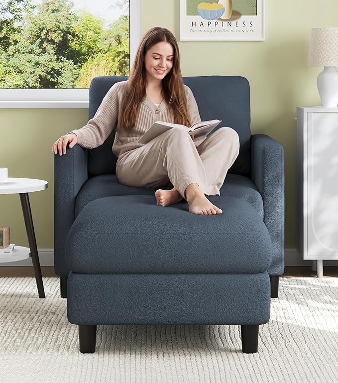Welzona Sofa Accent Chair with Ottoman, Tool-Free Setup Living Room Accent - Image 3