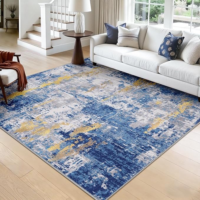 RELEANY Washable Area Rugs Square 8ft Non-Slip Modern Abstract Soft by RELEANY