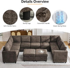 127'' Oversized U Shaped Modular Sofa, Sectional Couches - Image 5