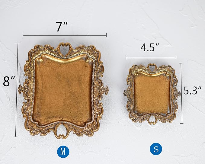 Funly mee Antique Trinket Dish Vintage Metal Jewelry Tray, Wedding Ring & - Image 3