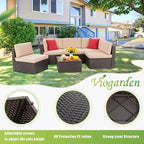 Vongrasig 6 Piece Patio Furniture Set, Small Outdoor Sectional Sofa Couch - Image 5