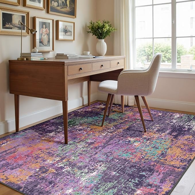 RELEANY Washable Area Rugs 5'x8' Non-Slip Modern Abstract Soft - Image 8