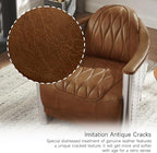 Art Leon Genuine Leather Accent Chair, Mid Century Industrial Armchair - Image 5