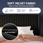 Allewie King Size Velvet Bed Frame/Vertical Channel Tufted Wingback - Image 6