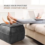 Leather Ottoman, Handmade Stuffed Square Ottoman, Genuine Leather Pouf - Image 5