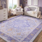 RELEANY Area Rugs 4'x6' Washable Non-Slip, Floral Vintage Distress Print - Image 3