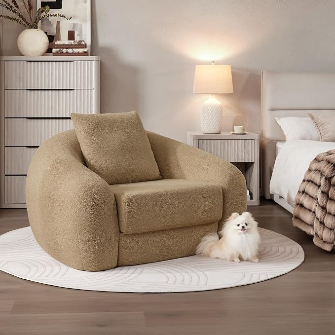 SICOTAS 49.9" Curved Convertible Sofa Couch Bed - Image 9