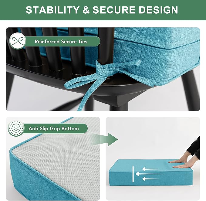 Summsun Faux Linen Outdoor Chair Cushions, Water Resistant Backrest and Deep - Image 4