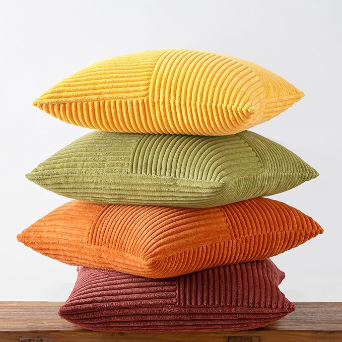 MIULEE Yellow Orange Rust Throw Pillow Covers 20x20 Inch 4 Packs Boho Farmhouse - Image 8