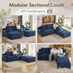 96" Cloud Sectional Couch U-Shaped Chaise - Image 4