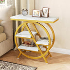 LITTLE TREE End Table, 4-Tier Narrow Faux Marble Side Table - Image 4