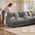 111.4" L-Shaped Cloud Chenille Sofa Sectional Couch - Image 7