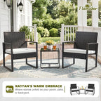 Flamaker 3 Pieces Patio Furniture Outdoor Wicker Modern Rattan Chair - Image 2