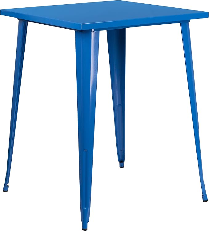Flash Furniture Nolan Commercial Grade 31.5" Square Blue Metal Indoor-Outdoor by FlashFurniture