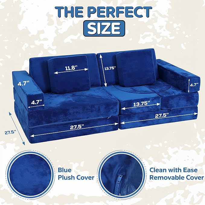 Contour Comfort Kids Couch 14 PC Modular Kids Play Couch Set – Convertible Sofa - Image 2