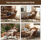 Welnow Lazy Chair with Ottoman, Modern Accent Armchair with Armrests and a Side - Image 8
