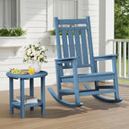 SERWALL Round Outdoor Side Table, HDPE Small Adirondack End Table, 2-Tier Patio - Image 2