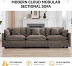 111'' Sectional Cloud Deep Seat Couch, Modern Comfy Chenille Modular Sectional - Image 6
