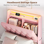 Twin LED Velvet Bed Frame with 2 Storage Drawers&Hidden Headboard, Upholstered - Image 3