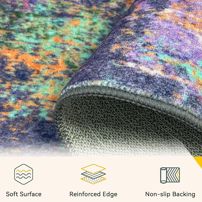 RELEANY Washable Area Rugs 3'x5' Non-Slip Modern Abstract Soft - Image 4