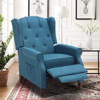 Wingback Recliner Chair with Massage and Heat, Tufted Fabric Push Back Recliner - Image 7