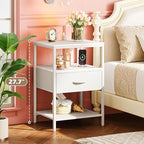 SUPERJARE Nightstand with Charging Station, 17.7 Inches Wider Side Table - Image 2