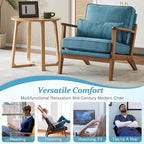 VINGLI Solid Wood Wide Armrests Accent Chair Set of 2, Upholstered Mid Century - Image 7
