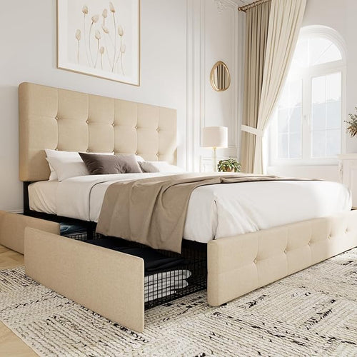 Allewie Upholstered Queen Size Platform Bed Frame by Allewie