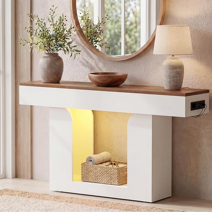 Homieasy Console Table, Farmhouse Wooden Sofa Table Behind Couch, Narrow by Homieasy