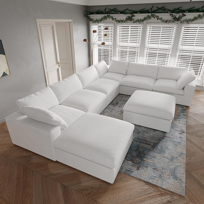 160" Cloud Sectional Couch, Overzised Down Filled Couch, 8 Seater Convertible - Image 5
