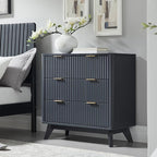 T4TREAM Fluted 3 Drawers Nightstand Set of 2, Oversized Extra Large Modern Side - Image 2