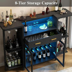 Loomie Bar Table Cabinet with LED Lights & Drawer, 8-Tier Wine Bar Cabinet with - Image 6