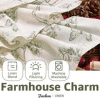 JINCHAN Ruffled Valance Curtain Linen Floral Kitchen Valance - Image 6